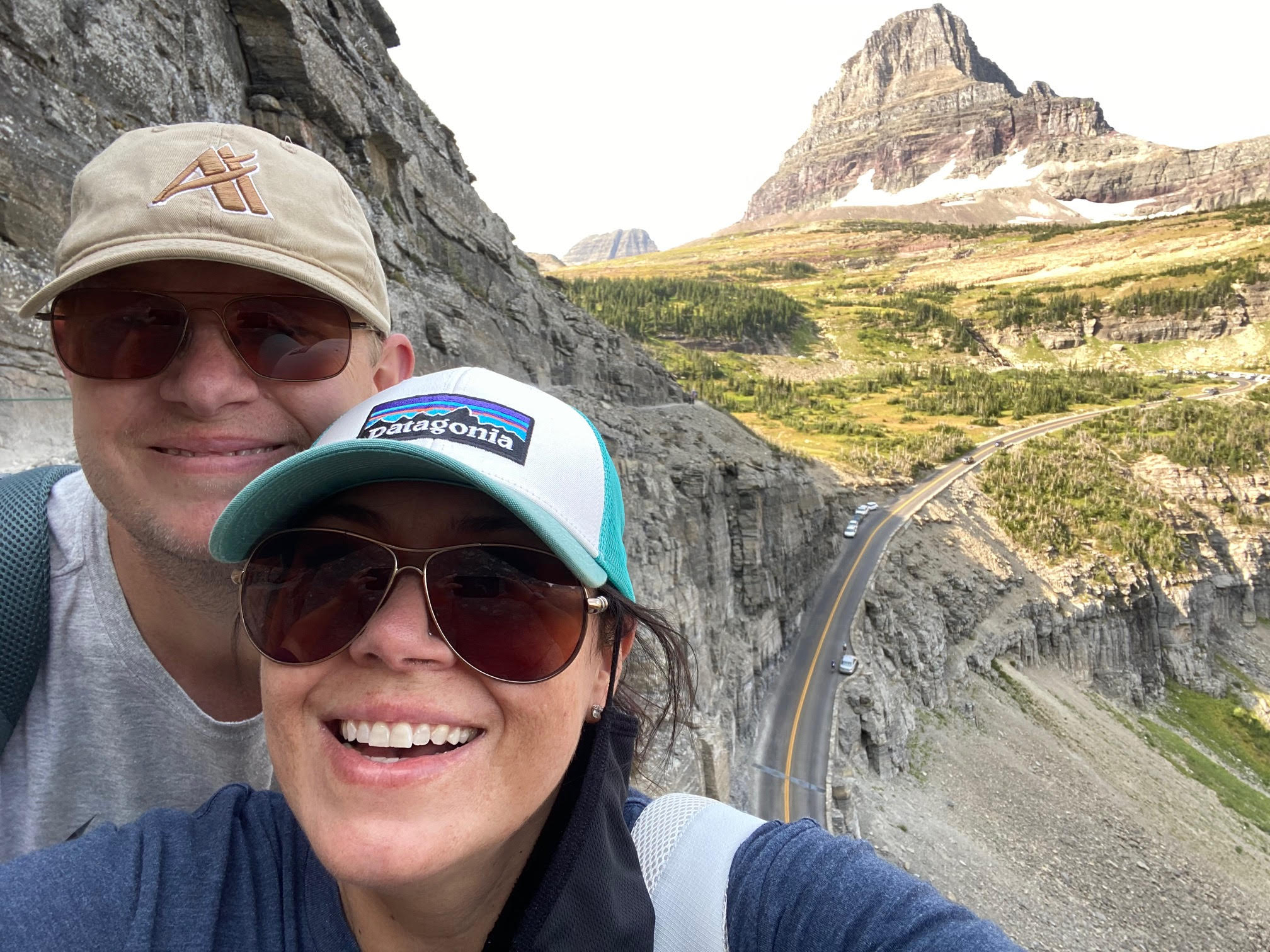 Image of Tim and his wife, Stacy, hiking through Glacier National Park in Montana.