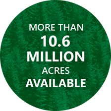 Graphic showing more than 10.6 million acres available for minerals and aggregates.
